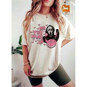 NWT Halloween Scream Ghoul Ghost  Graphic Tee - "No You Hang Up"